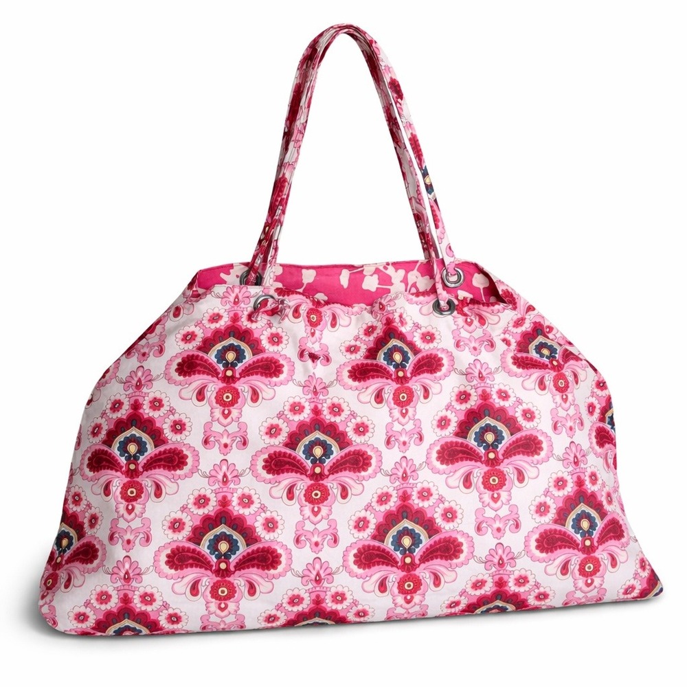Whimsical‎ Large Pink Paisley Floral Tote Bag Feminine Fabric Beachy Coquette